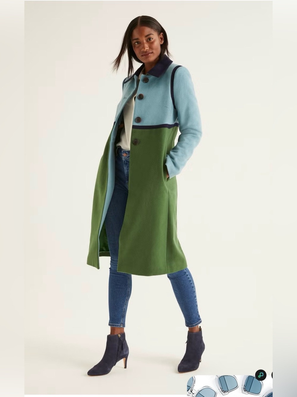 RARE Boden Lovelace Two-Tone Green Wool-Blend Coat size 6. Like new.